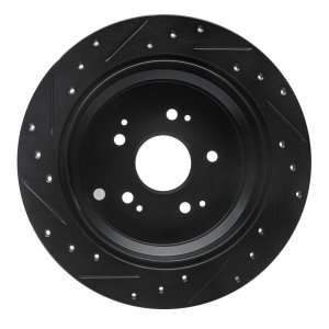 Honda Odyssey Brake Rotor (1) - Rear Right - R1 Concepts - Drilled & Slotted - Black - `02-`04